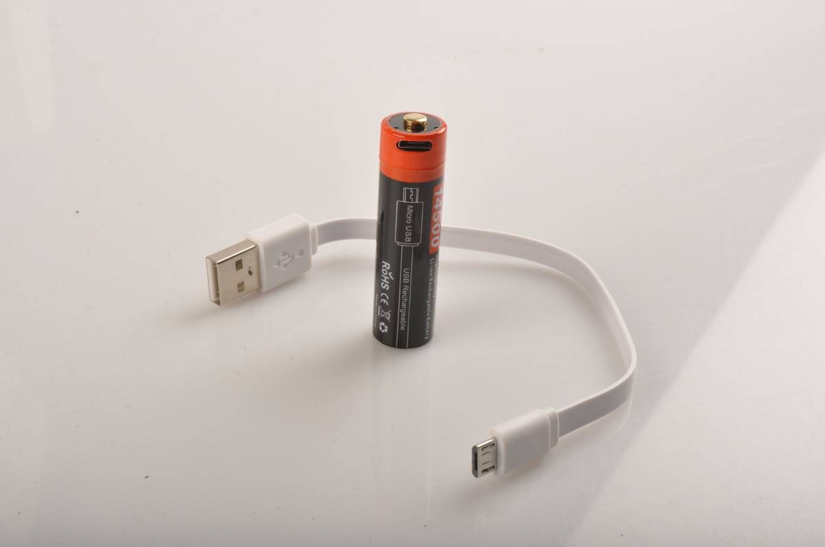 OrcaTorch 14500 batteri, 750mAh USB til D560 dykkerlykt