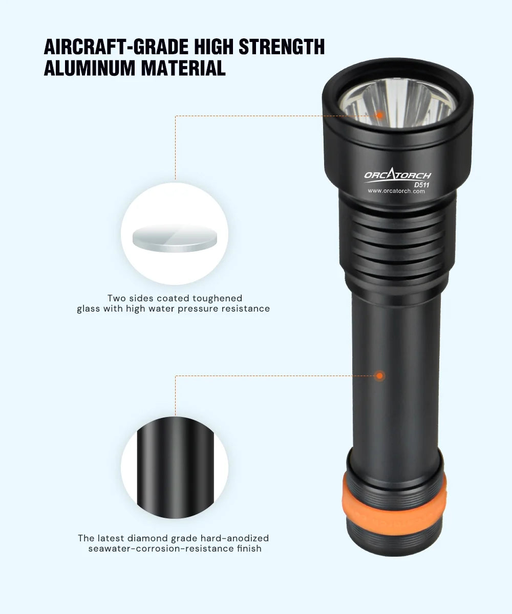 Orcatorch D511 dykkelykt 2200 lumen
