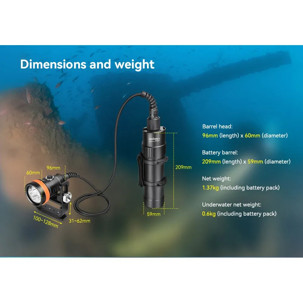 OrcaTorch D630 V2.0 dykkelykt cannister 4000 lumen