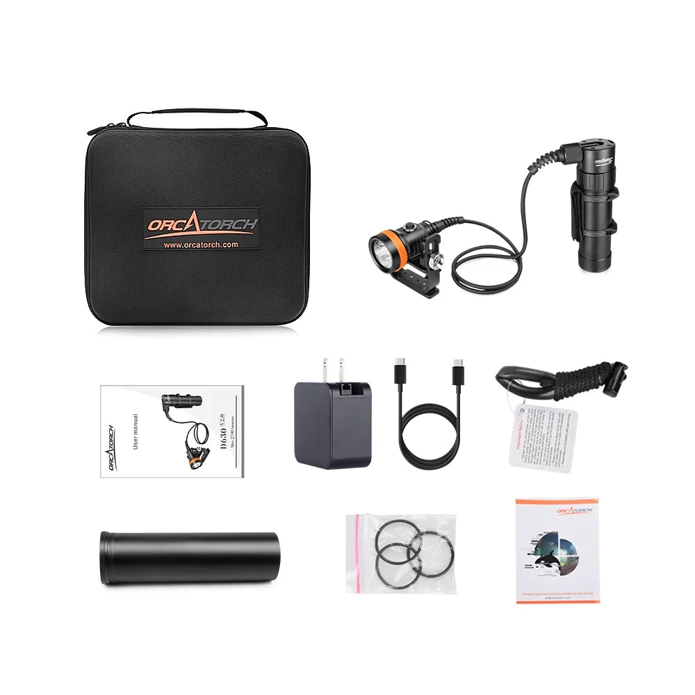 OrcaTorch D630 V2.0 dykkelykt cannister 4000 lumen