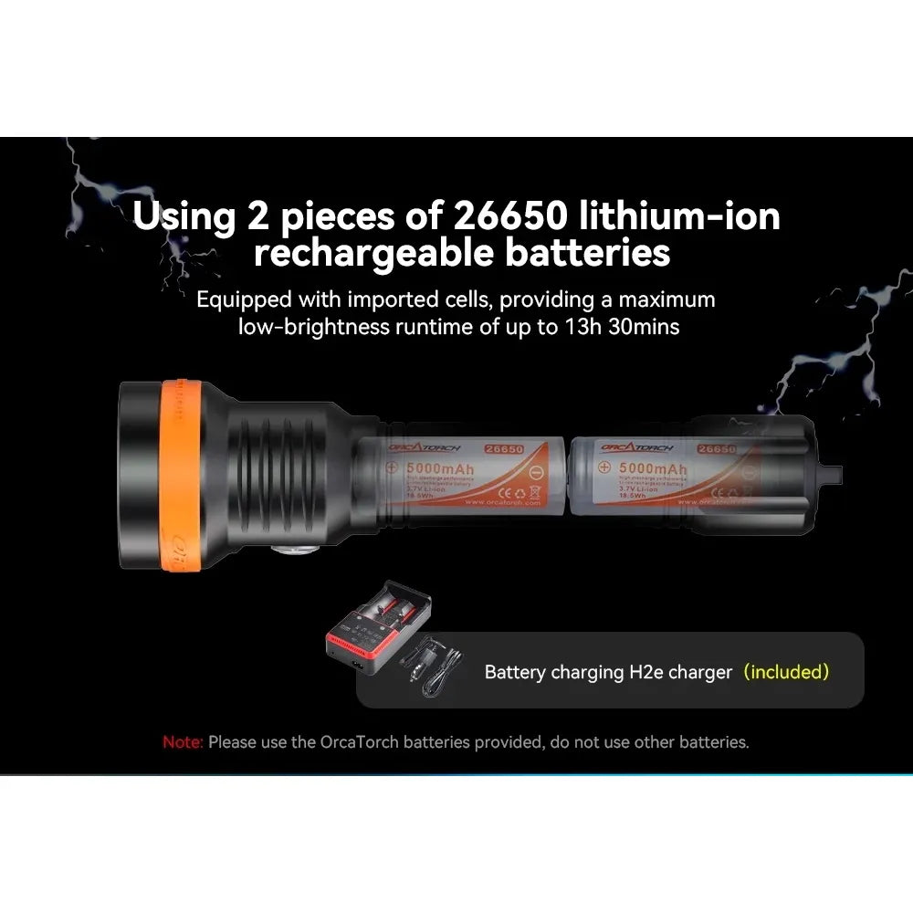 OrcaTorch D850 dykkelykt 2500 lumen