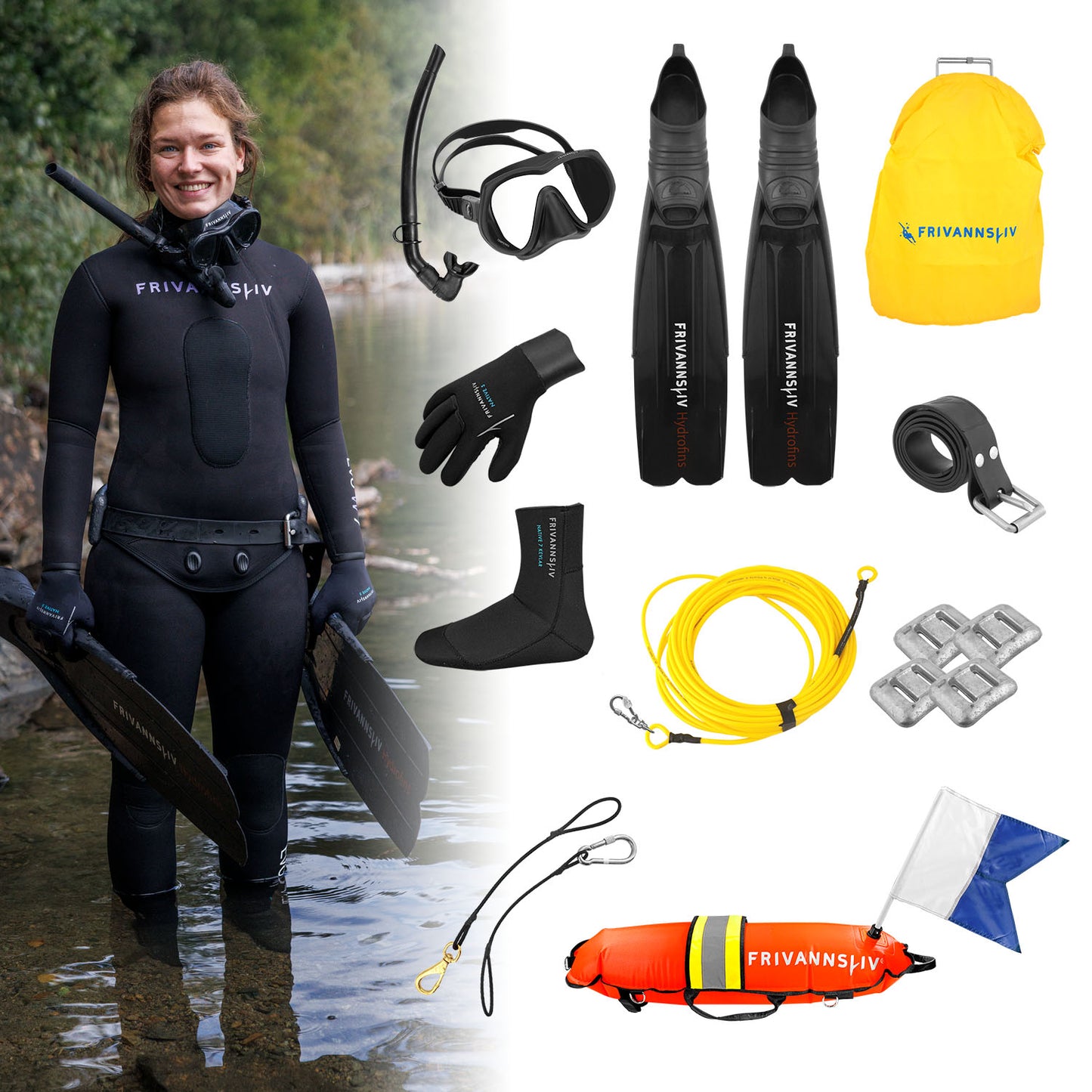 Equipment package free diver plus
