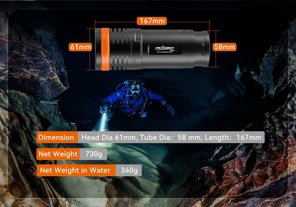 Orcatorch D920 TECH dykkerlykt