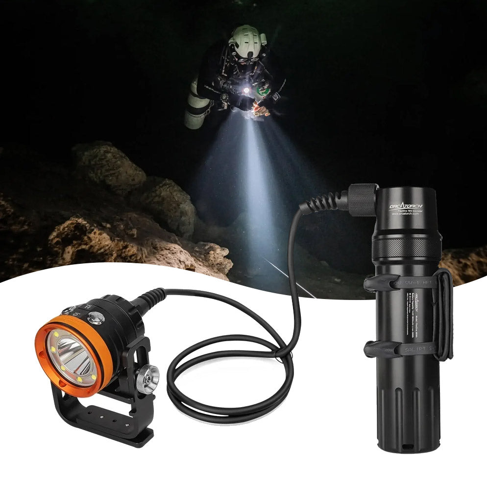Orcatorch FlexDive TEC cannister dykkerlykt 8000 lumen