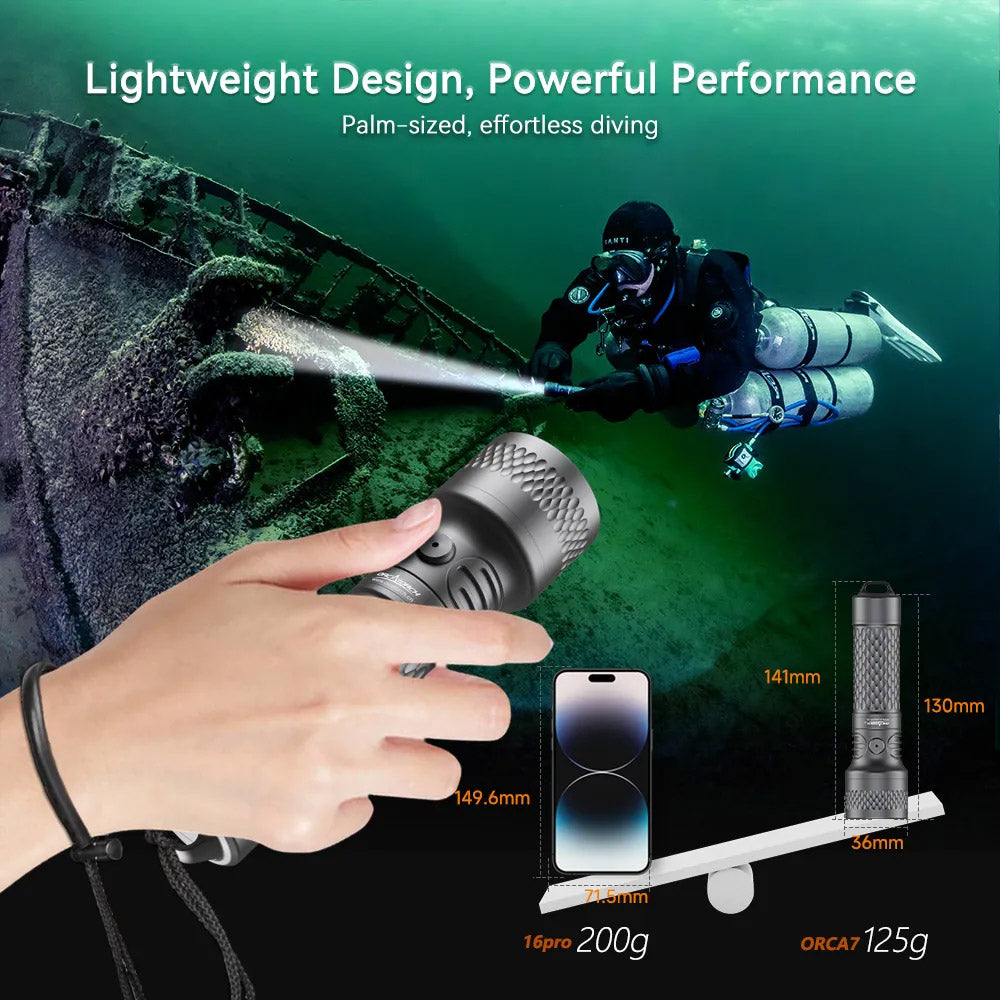 Orcatorch Orca7 dykkelykt 3000 lumen
