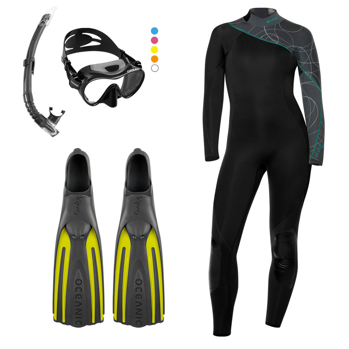 Equipment package snorkeling 3mm, ladies