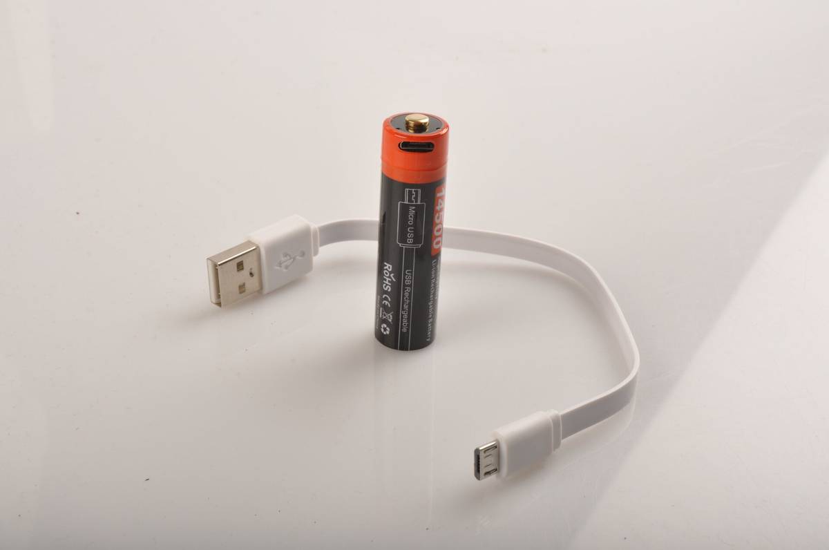 OrcaTorch 14500 battery, 750mAh USB